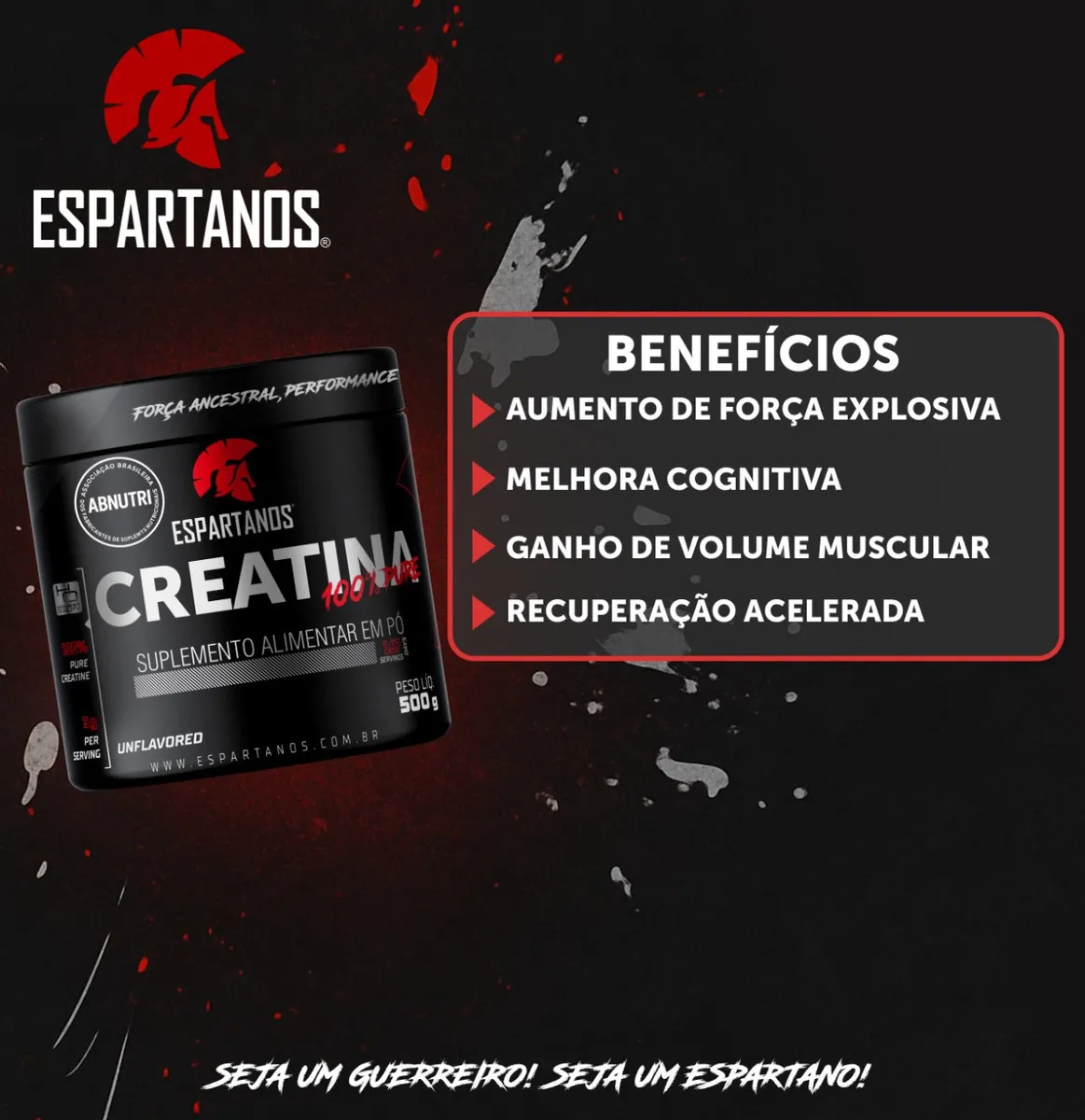 Creatina Monohidratada 500g 100% Pura Espartanos