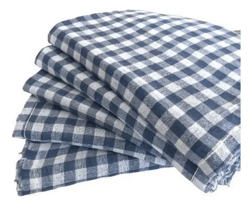 Kit C/ 10 Pano Para Limpeza Grande Xadrez 70x40cm Azul Genérica Pacote