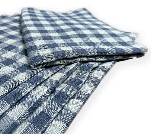 Kit C/ 10 Pano Para Limpeza Grande Xadrez 70x40cm Azul Genérica Pacote