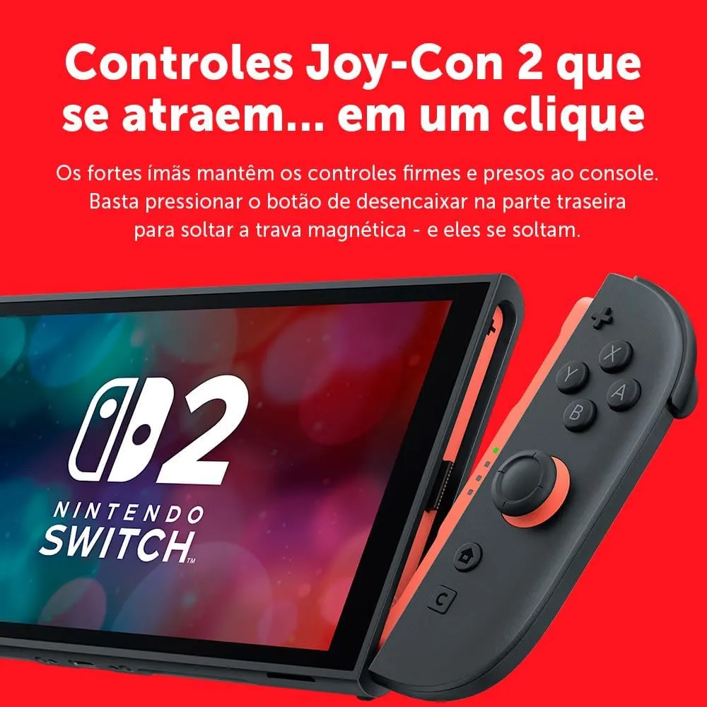 Console Nintendo Switch 2, 256GB, Preto, Azul e Vermelho