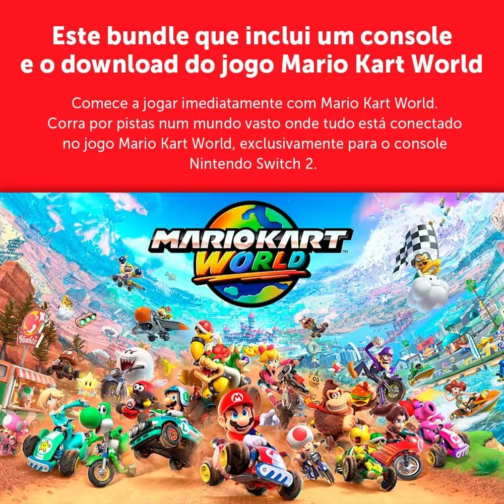 Console Nintendo Switch 2, 256GB, Preto, Azul e Vermelho