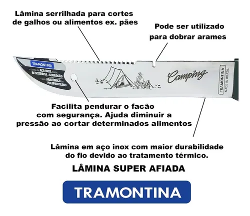 Facao Para Abrir Coco Tramontina 12 Pol Inox Não Enferruja