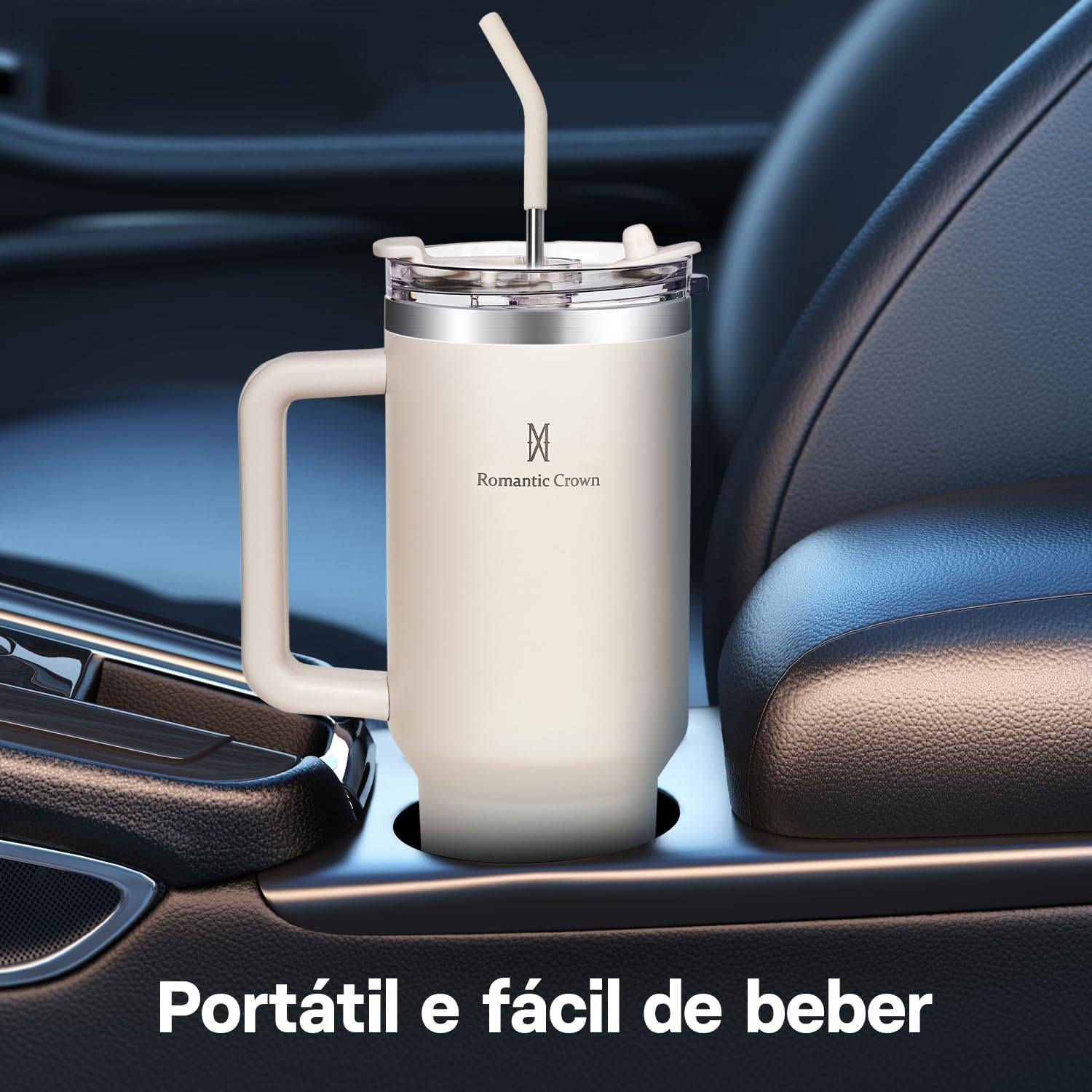 Copo Térmico Gigante 1,2l Inox Com Tampa E Inox Canudo
