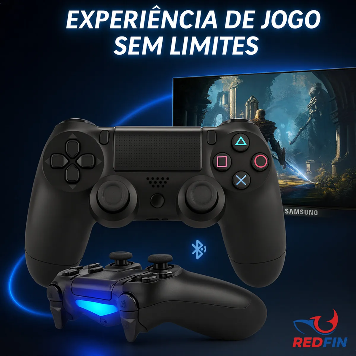Controle Joystick Manete Sem Fio Ps4 Slim Pro Pc Com Vibração