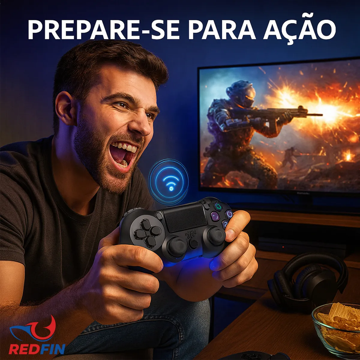 Controle Joystick Manete Sem Fio Ps4 Slim Pro Pc Com Vibração