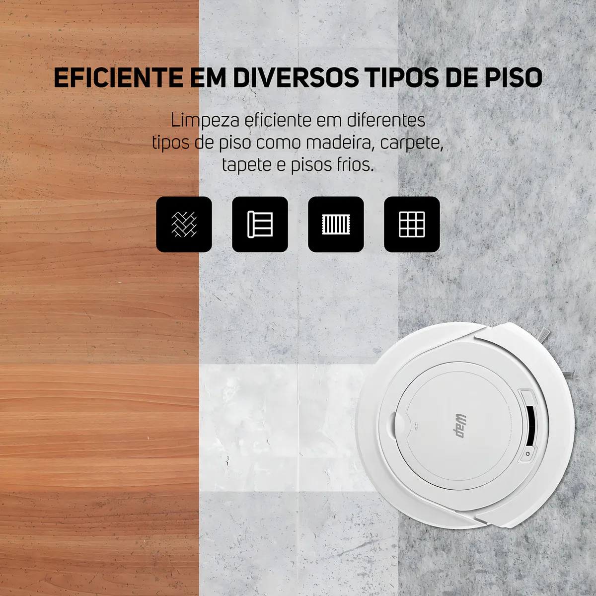 Robô aspirador Robot W90 varre aspira e passa pano 30w Wap