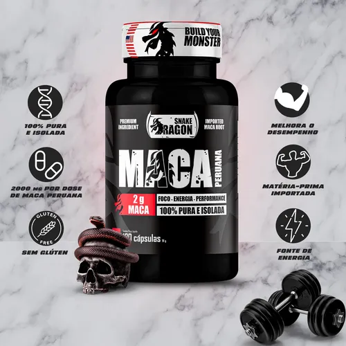 Maca Peruana 100% Pura 120 Cápsulas Pote Preta Sabor Sem sabor