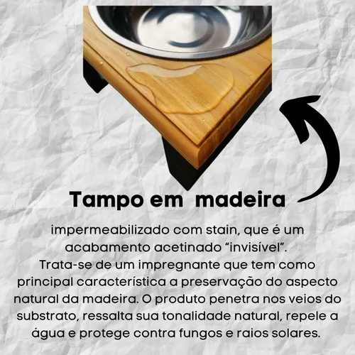 Comedouro Para Cachorro Gato Dois Potes Ração Água Inox - M Madeira