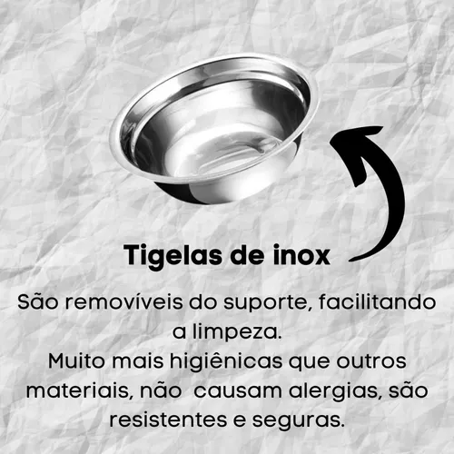 Comedouro Para Cachorro Gato Dois Potes Ração Água Inox - M Madeira