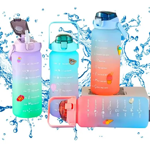 Garrafa Squeeze Galão De Água 2l Motivacional Adesivos 3d