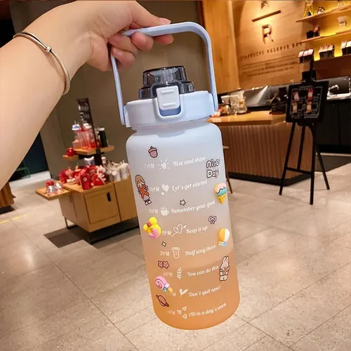Garrafa Squeeze Galão De Água 2l Motivacional Adesivos 3d