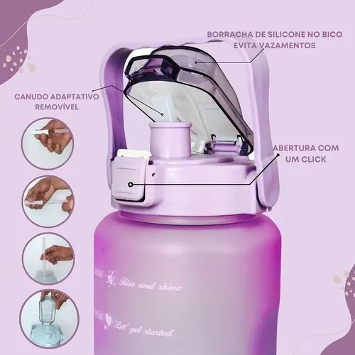 Garrafa Squeeze Galão De Água 2l Motivacional Adesivos 3d