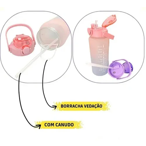 Garrafa Squeeze Galão De Água 2l Motivacional Adesivos 3d